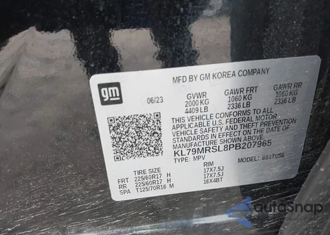 2023 Chevrolet Trailblazer Awd Lt z USA, uszkodzony, nr VIN KL79MRSL8PB207965